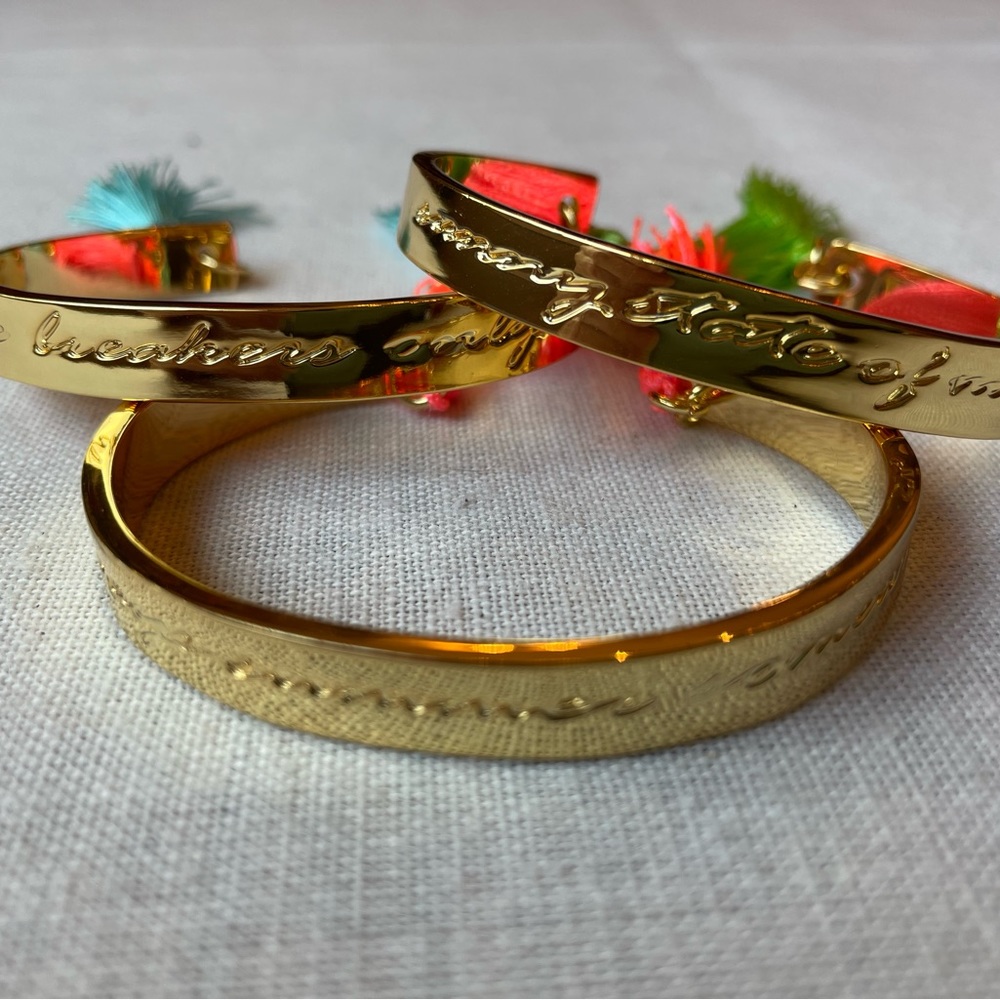 New Three Lilly Pulitzer Gold tone Tassel bracelets